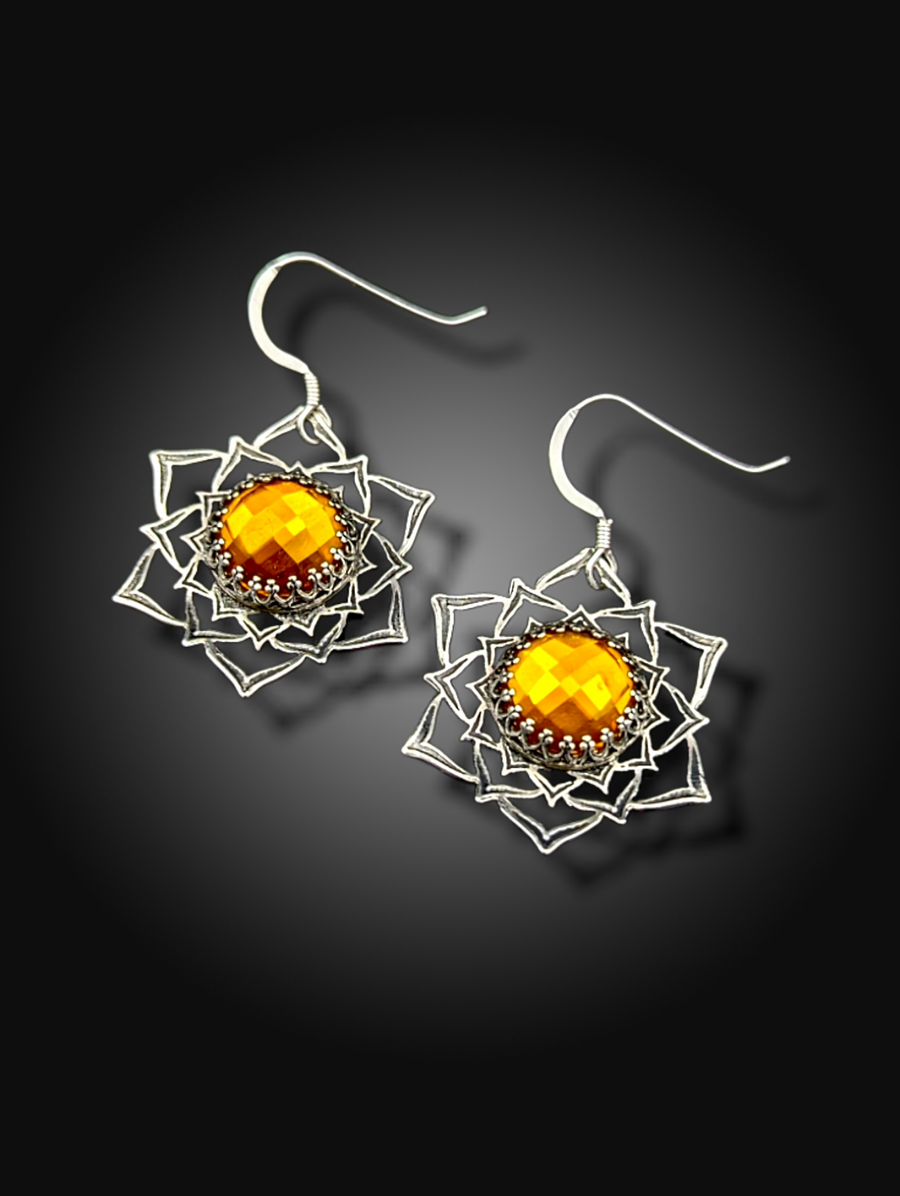 sterling mandala earrings with citrine