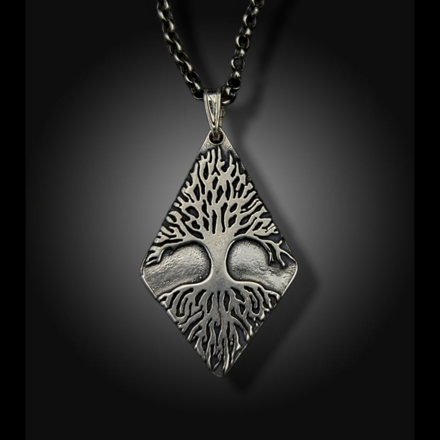 sterling silver tree silhouette necklace
